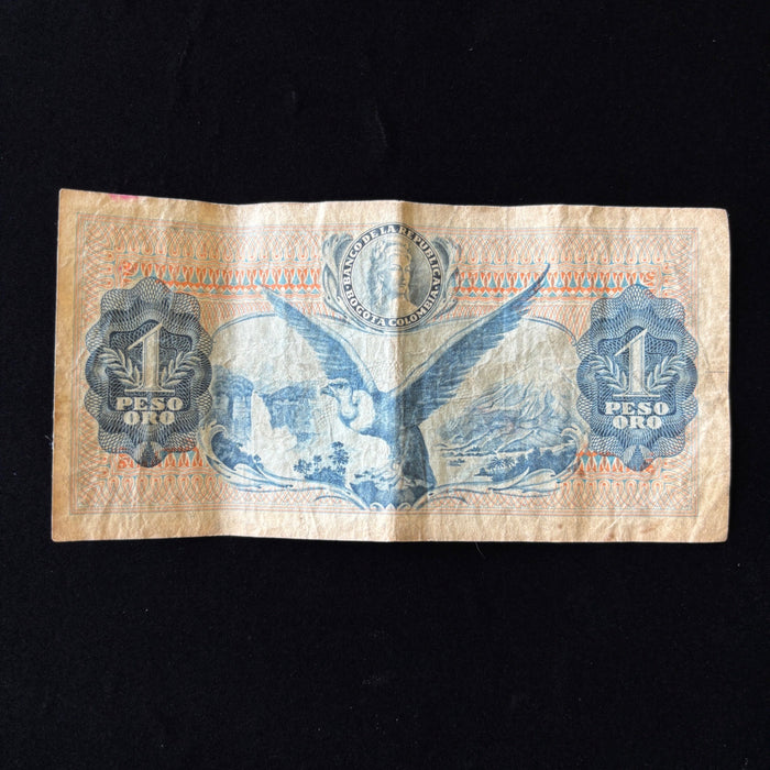 Vintage Banknote 1968 Colombia 1 Peso Andean Condor