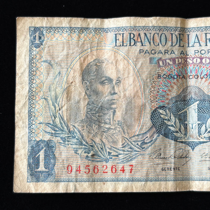 Vintage Banknote 1968 Colombia 1 Peso Andean Condor