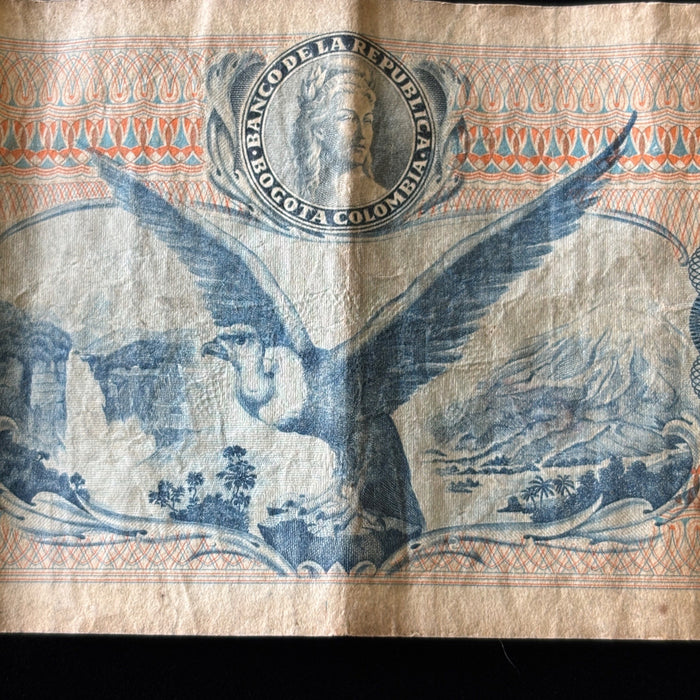 Vintage Banknote 1968 Colombia 1 Peso Andean Condor