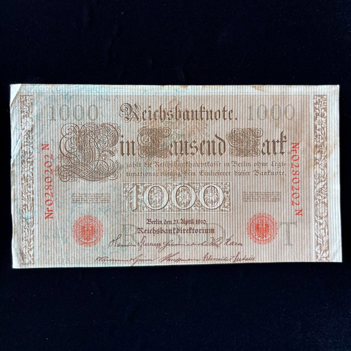 Antique Banknote 1910 Germany 1000 Mark Imperial German Empire Old Currency