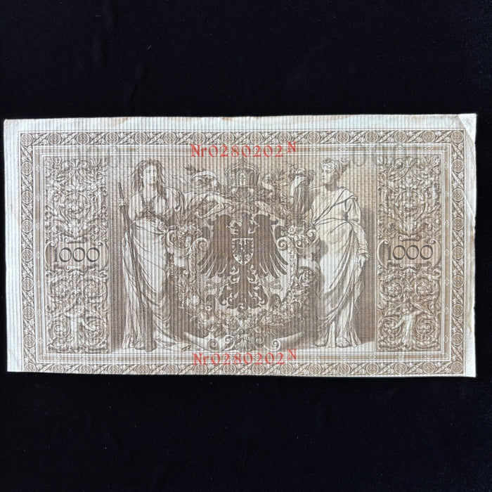 Antique Banknote 1910 Germany 1000 Mark Imperial German Empire Old Currency