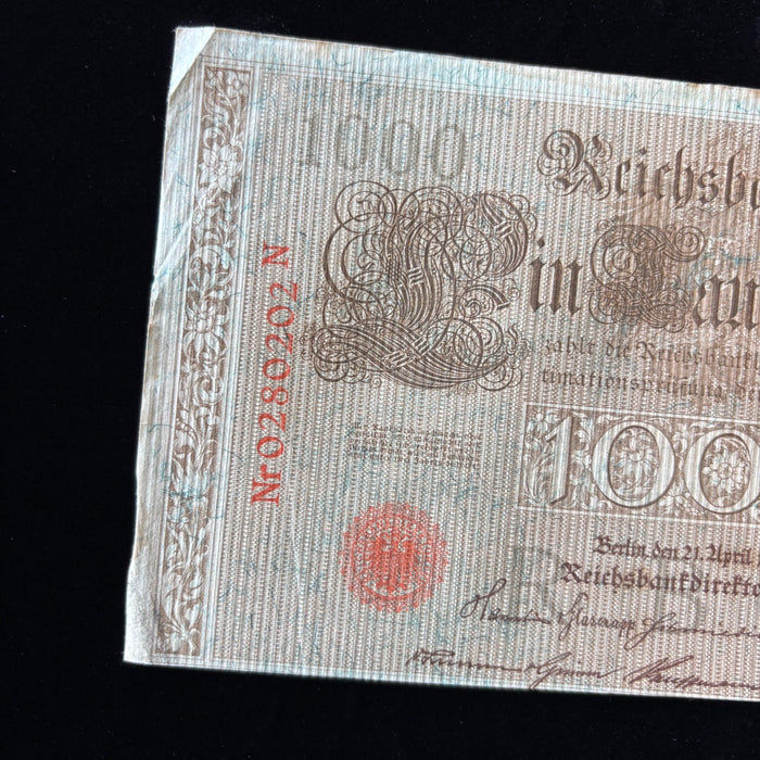 Antique Banknote 1910 Germany 1000 Mark Imperial German Empire Old Currency