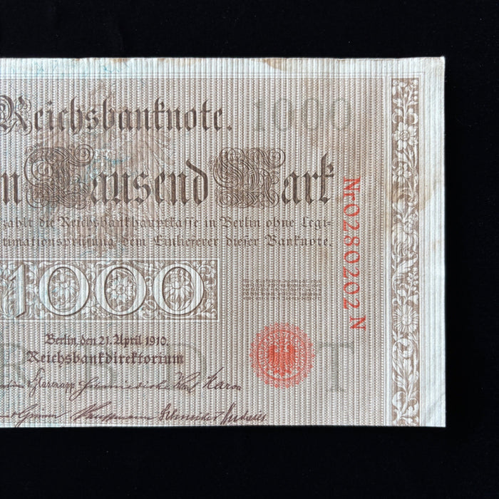 Antique Banknote 1910 Germany 1000 Mark Imperial German Empire Old Currency
