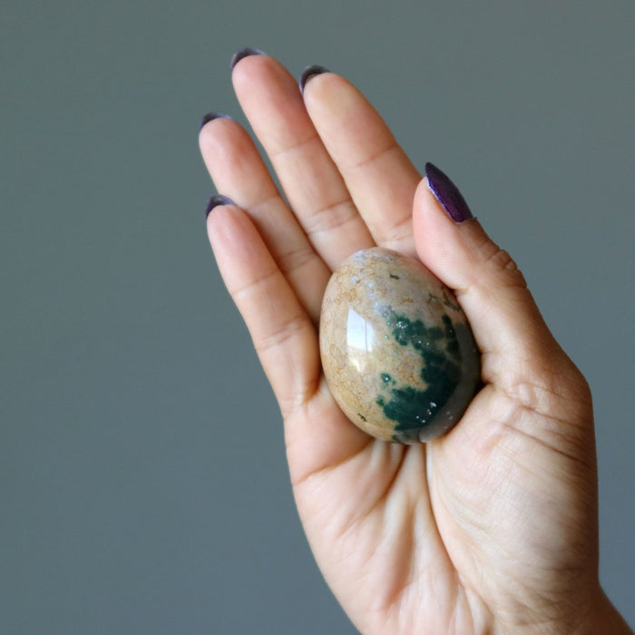 Ocean Jasper Egg Green Brown Crystal Orbicular Stone