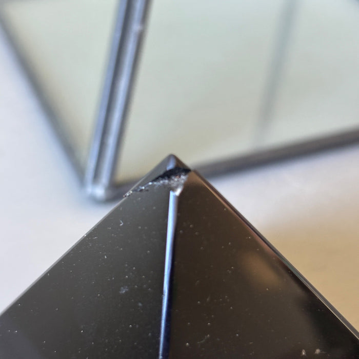 Black Obsidian Pyramid Geometric Glass Terrarium Wounded Warrior