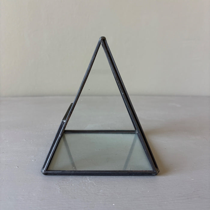 Black Obsidian Pyramid Geometric Glass Terrarium Wounded Warrior
