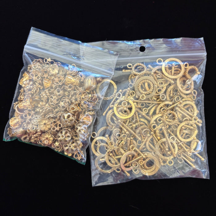 Bulk Gold Tone Round Toggle Clasp Beads Jewelry Making Lot