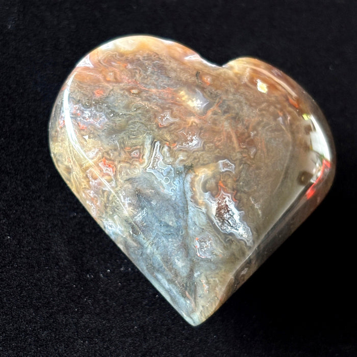 Moss Agate Heart Druzy Vug Crystal Polished Plume Stone