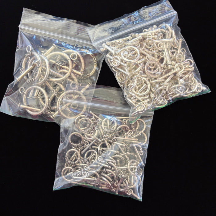 Bulk Round Toggle Clasps Silver Tone Destash Jewelry Making