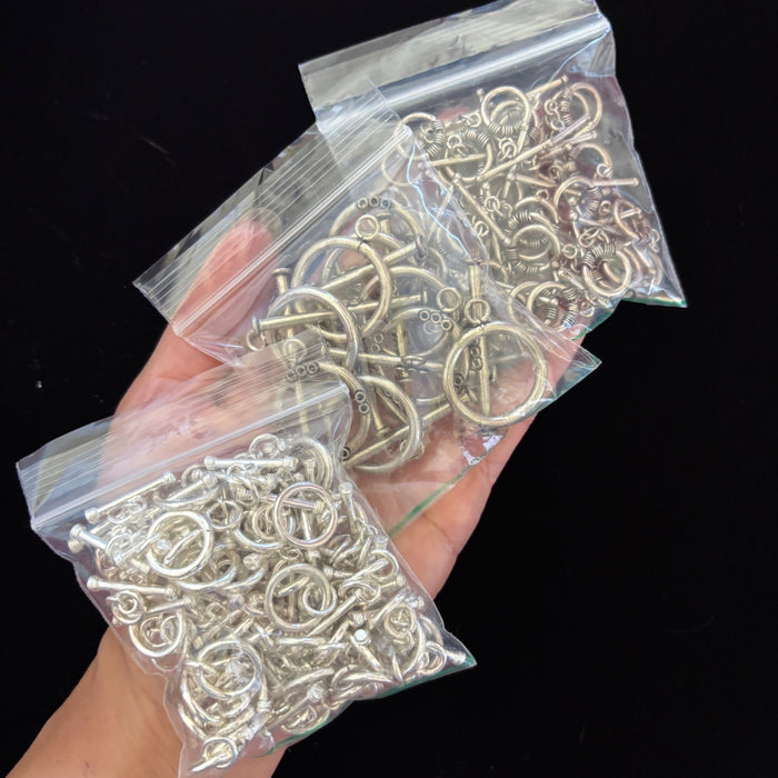 Bulk Round Toggle Clasps Silver Tone Destash Jewelry Making
