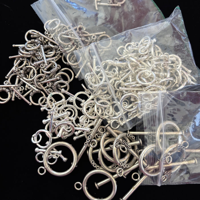 Bulk Round Toggle Clasps Silver Tone Destash Jewelry Making