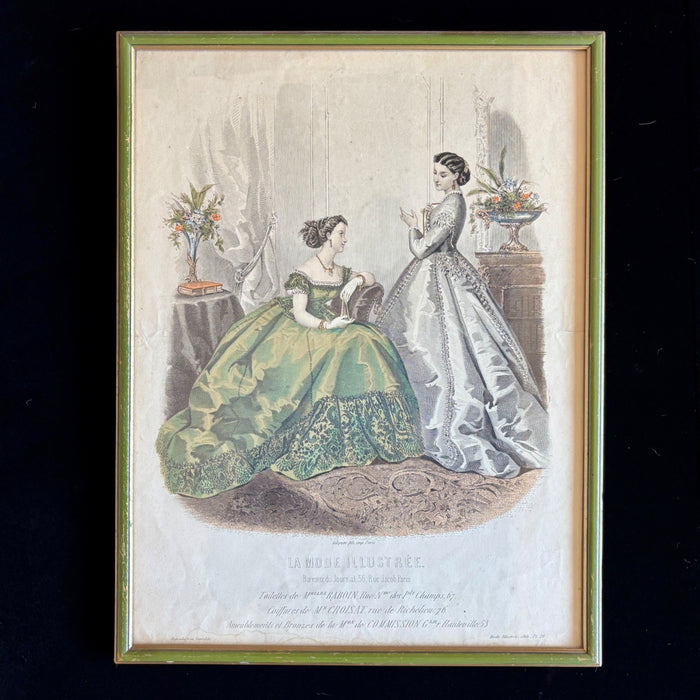 Vintage Art Print French Fashion Framed La Mode Illustrée Gumps San Francisco