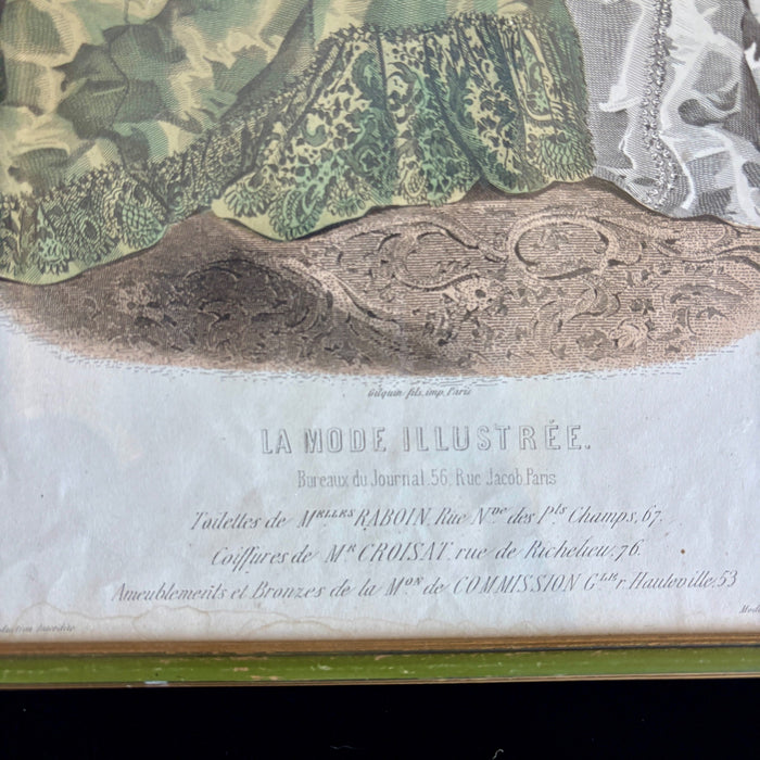 Vintage Art Print French Fashion Framed La Mode Illustrée Gumps San Francisco