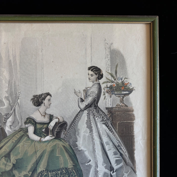 Vintage Art Print French Fashion Framed La Mode Illustrée Gumps San Francisco