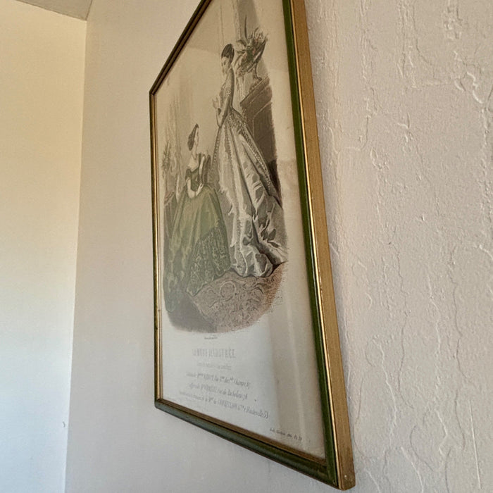 Vintage Art Print French Fashion Framed La Mode Illustrée Gumps San Francisco