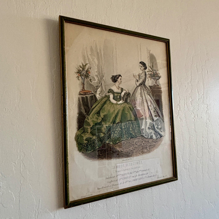 Vintage Art Print French Fashion Framed La Mode Illustrée Gumps San Francisco