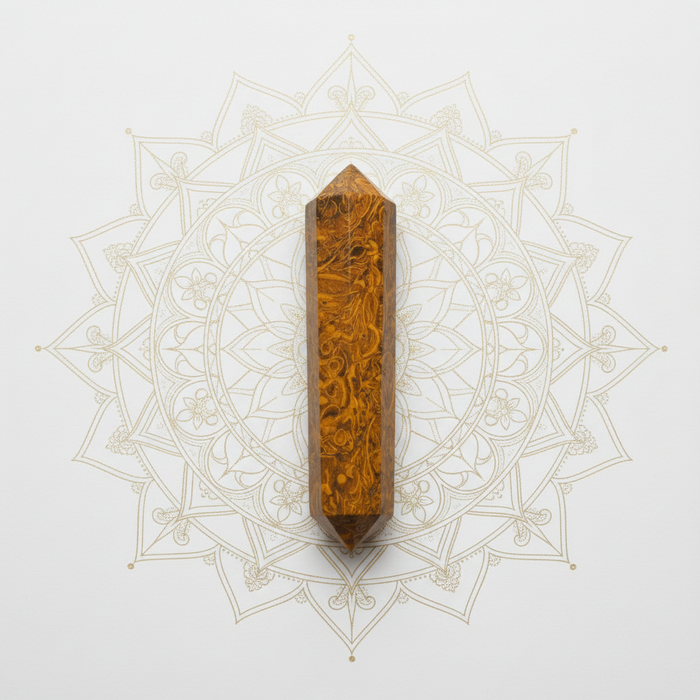Calligraphy Jasper Wand Double-Terminated Brown Crysta Point