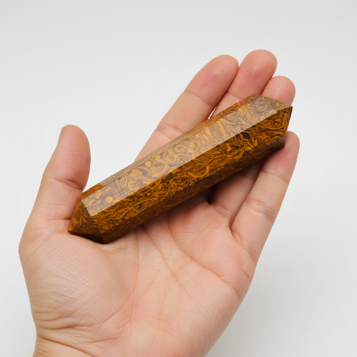Calligraphy Jasper Wand Double-Terminated Brown Crysta Point