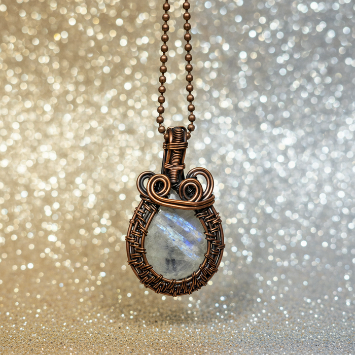 Rainbow Moonstone Pendant Find your Glow Copper