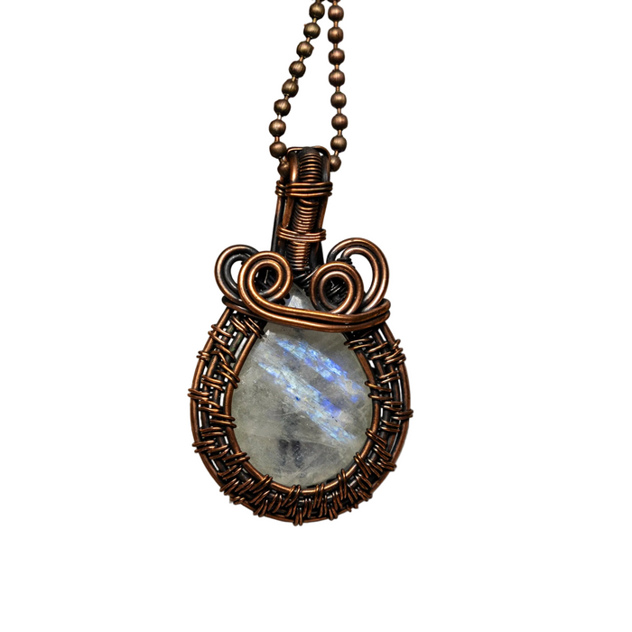 Rainbow Moonstone Pendant Find your Glow Copper
