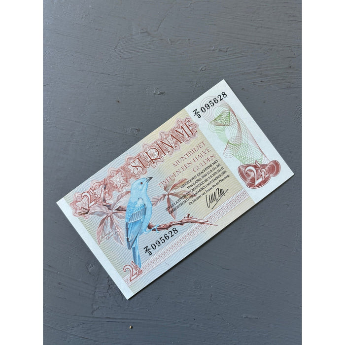 Vintage Banknote 1985 Rare Z/3 Replacement Suriname Gulden UV Bird Lizard UNC