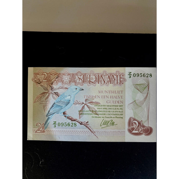 Vintage Banknote 1985 Rare Z/3 Replacement Suriname Gulden UV Bird Lizard UNC