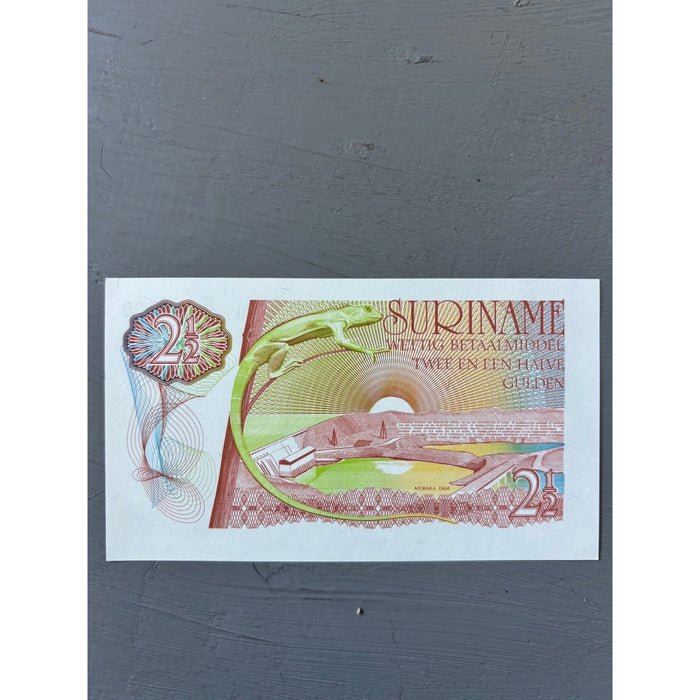 Vintage Banknote 1985 Rare Z/3 Replacement Suriname Gulden UV Bird Lizard UNC