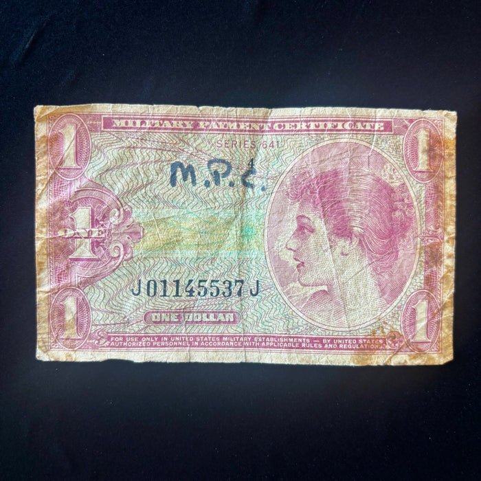 Vintage Banknote 1965 US Military Payment Certificate $1 Series 641 Vietnam