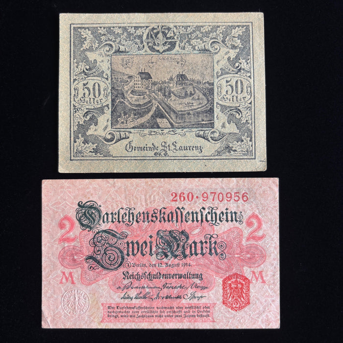 Antique Banknote Germany 1914 Austria 1920 Notgeld WWI Inflation Currency Lot