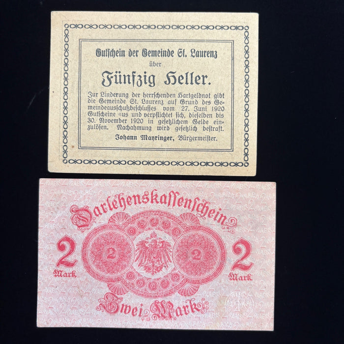 Antique Banknote Germany 1914 Austria 1920 Notgeld WWI Inflation Currency Lot