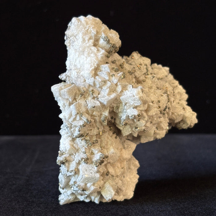 Calcite Cluster White Cubic Standing Raw Crystal Gold Pyrite