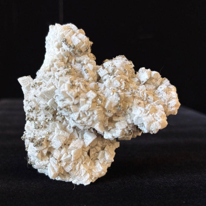 Calcite Cluster White Cubic Standing Raw Crystal Gold Pyrite