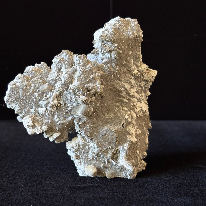 Calcite Cluster White Cubic Standing Raw Crystal Gold Pyrite