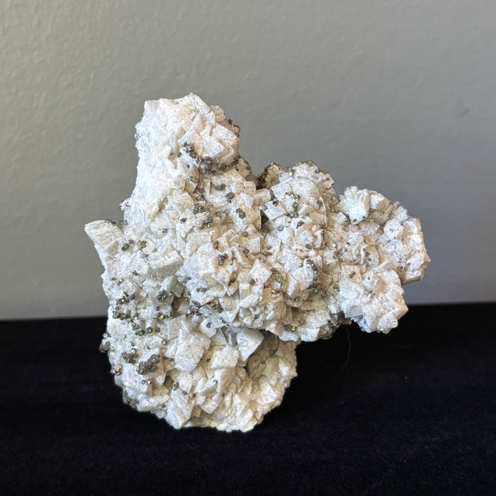 Calcite Cluster White Cubic Standing Raw Crystal Gold Pyrite