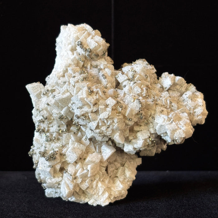 Calcite Cluster White Cubic Standing Raw Crystal Gold Pyrite
