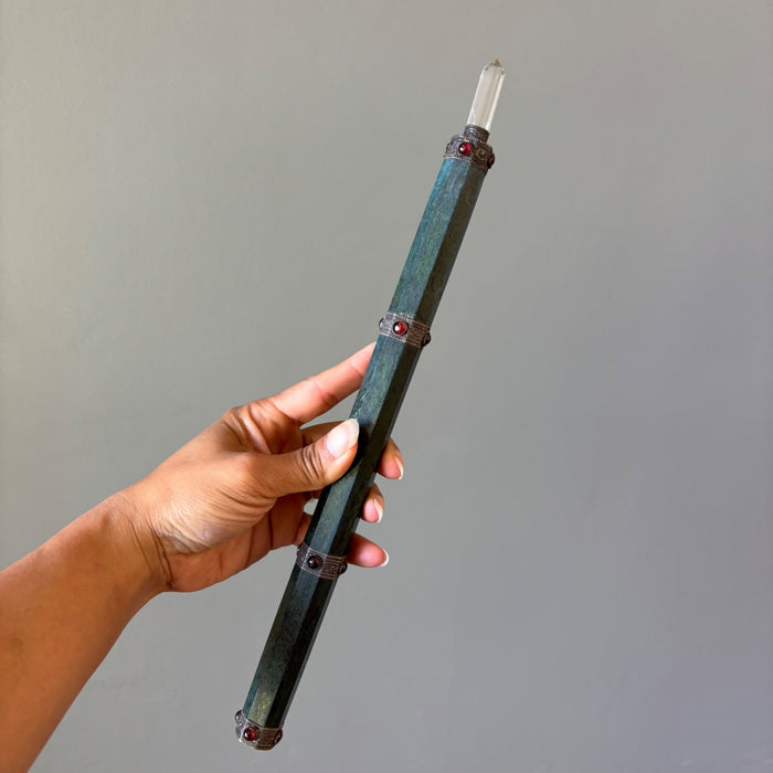 Green Aventurine Wand Long 13" Natural Stone Wounded Warrior