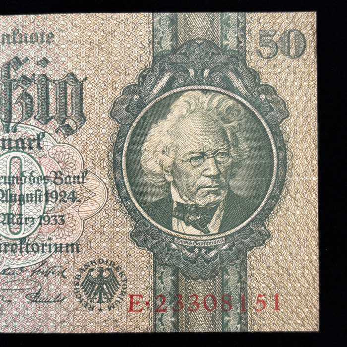Vintage Banknote Lot 1933 Germany Weimar 50 Reicksmark Old Europe Watermark