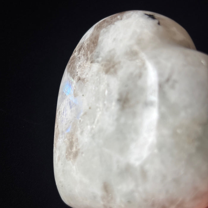 Rainbow Moonstone Heart Blue Flash White Gemstone