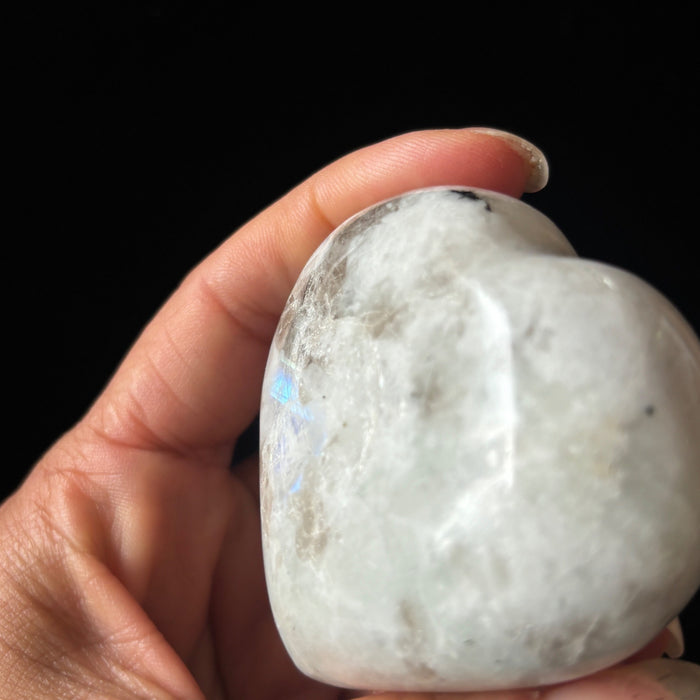Rainbow Moonstone Heart Blue Flash White Gemstone