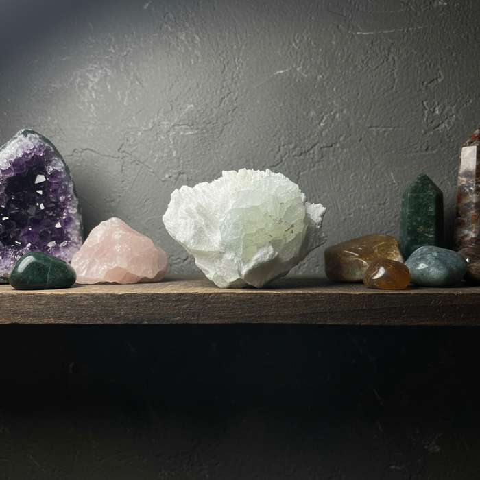 Apophyllite Mordenite Cluster Green Akashic Crystal 3.5 Inch