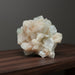 Zeolite crystal rock on a wooden surface with a dark background