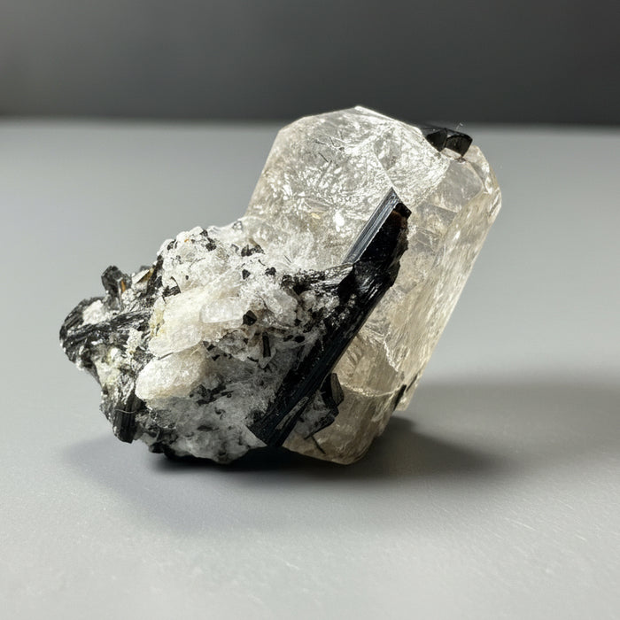 Black Tourmaline White Topaz Raw Crystal Luminous 1 Inch