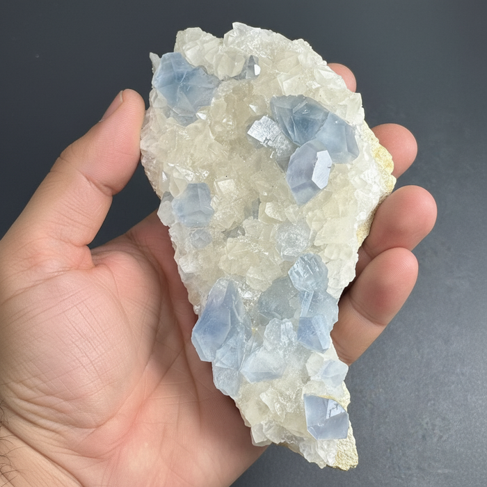 Celestite Cluster Dreamy Blue White Calcite 5 Inch