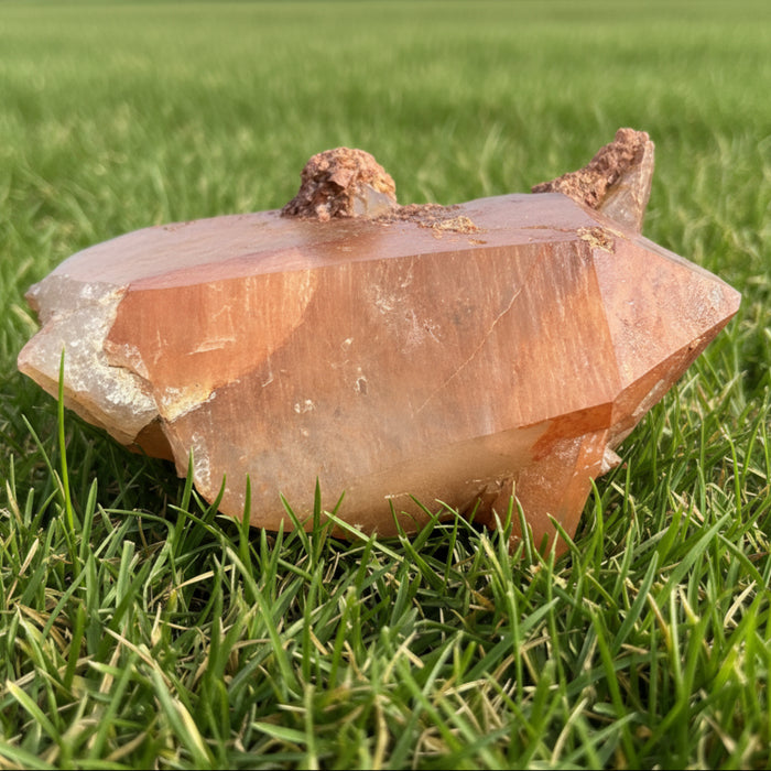 quartz Crystal rock on a dark gray background