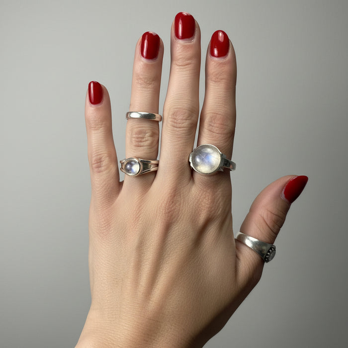 Rainbow Moonstone Ring Enchanted Sterling Silver Size 8