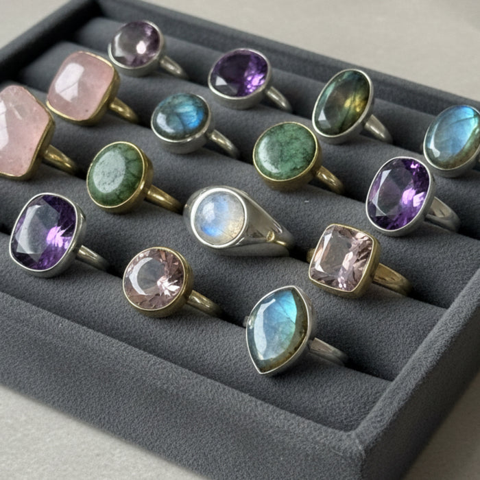 Rainbow Moonstone Ring Mystical Sterling Silver Size 9.5