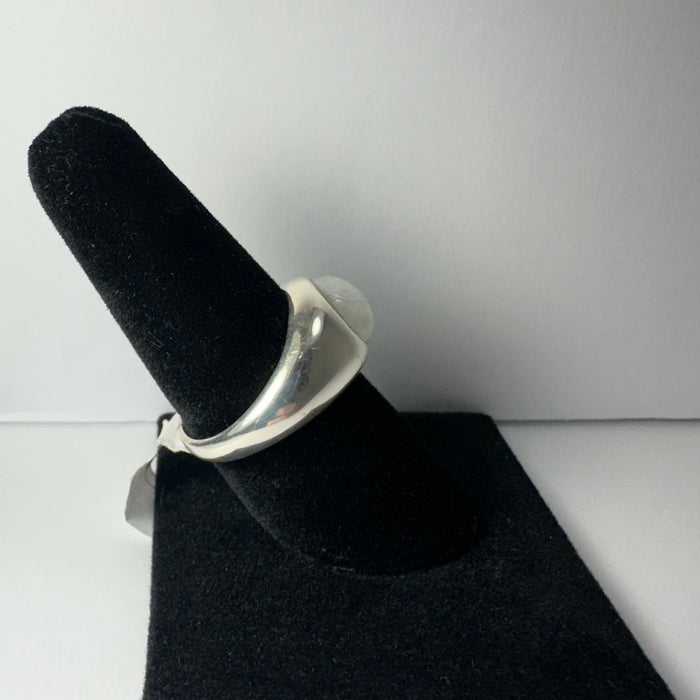 Rainbow Moonstone Ring Mystical Sterling Silver Size 9.5