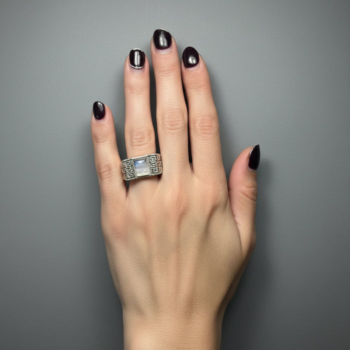 Rainbow Moonstone Ring Doorway Sterling Silver Size 11.5