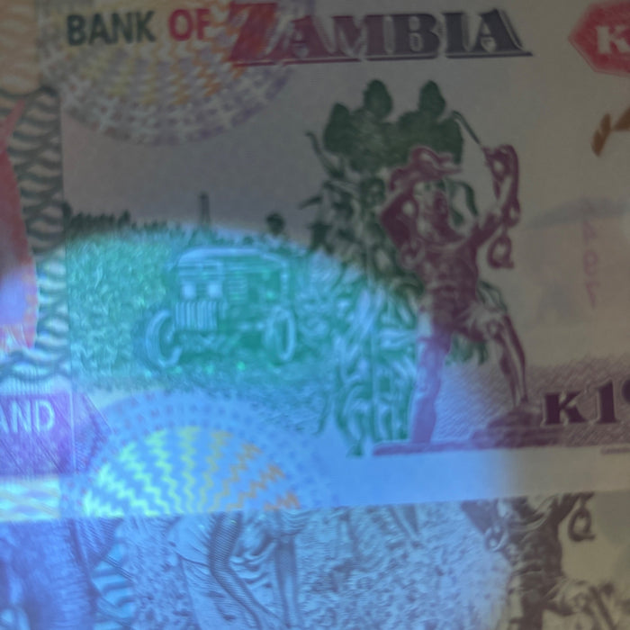 Vintage Banknote Lot 2005 Zambia Dove Watermark UV Elephant African Eagle UNC