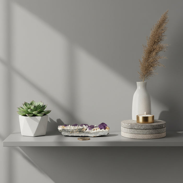 Fluorite Cluster Impressive Purple Cube White Calcite 3.75 Inch